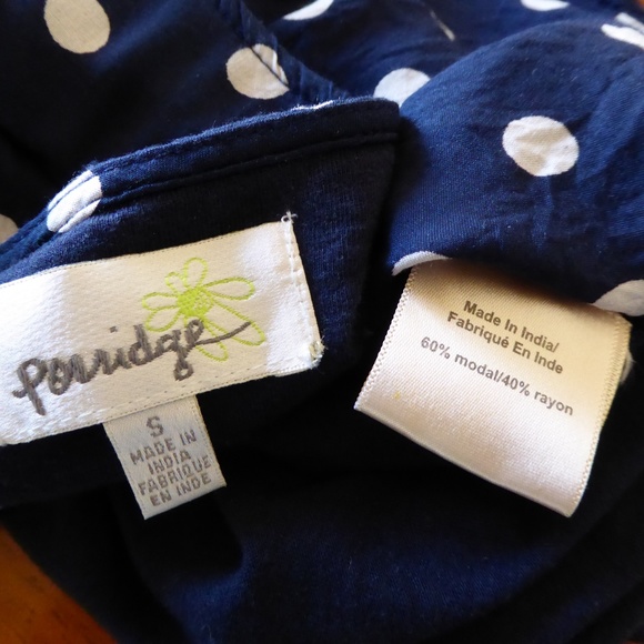 Porridge Anthropologie Navy Blue Elva Polka Dot V-neck Tunic Shirt Casual Top S - Picture 8 of 8